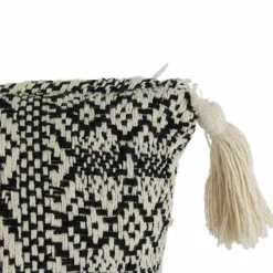 Best Home Deco Factory Coussin ethnique pompons beige/noir - 40x40 cm