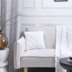 Online Home Deco Factory Coussin flanelle damier blanc - 40x40 cm