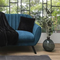 New Home Deco Factory Coussin imitation fourrure Opulence noir - 40x6x40 cm