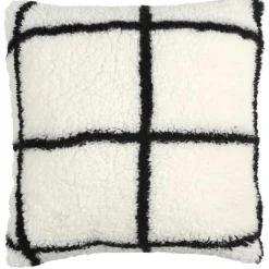 Best Home Deco Factory Coussin Sherpa à carreaux blanc/noir - 40x40 cm