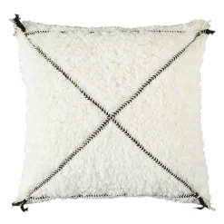 Discount Home Deco Factory Coussin Sherpa motif tressé blanc - 40x40 cm