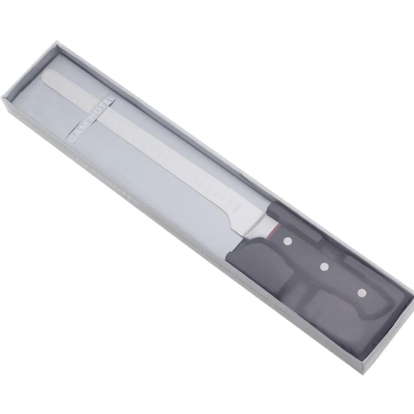 Gam'Hotel Couteau à saumon ou à jambon Hiro noir/rouge - 38.5 cm