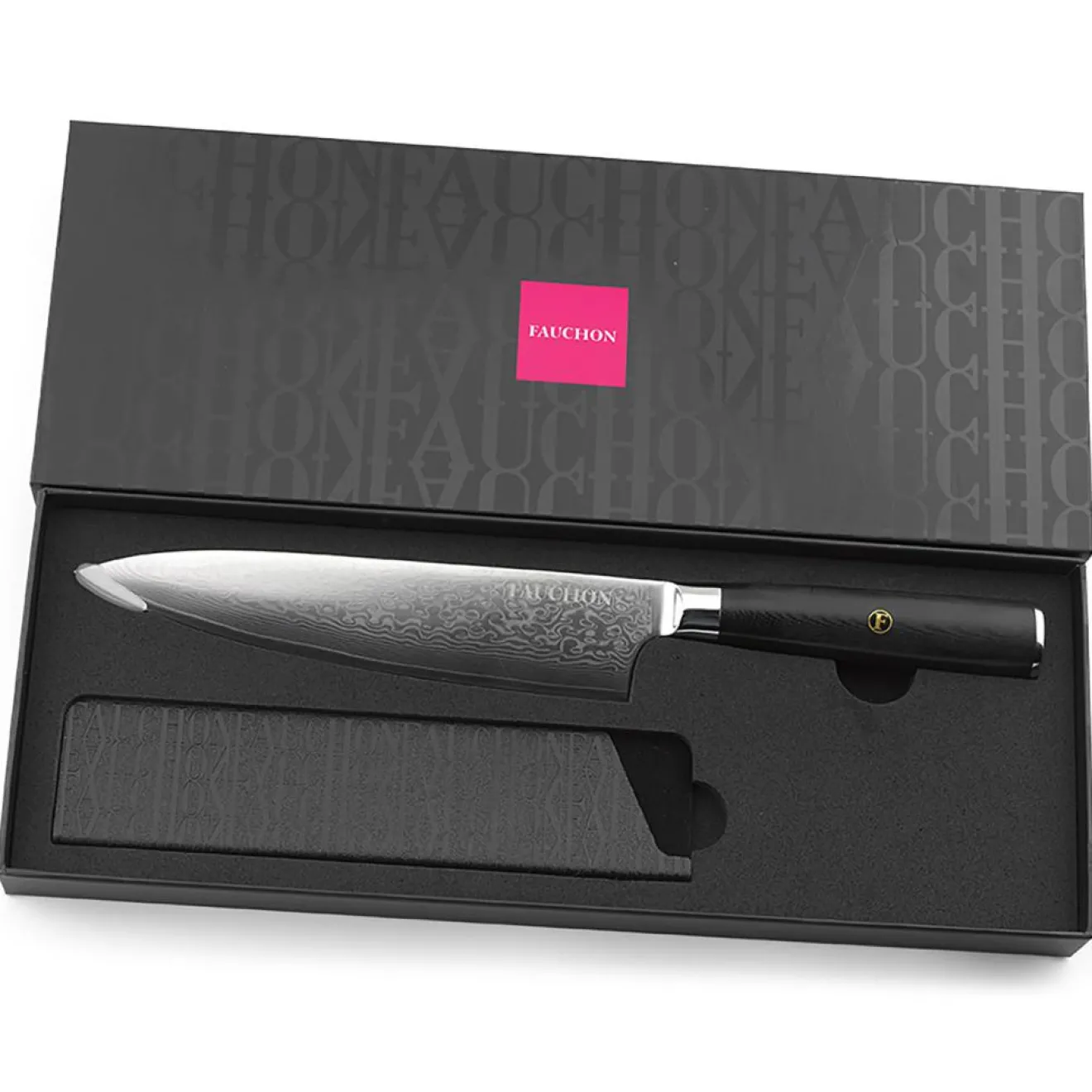Discount Fauchon Couteau chef Damas noir - 32.5 cm