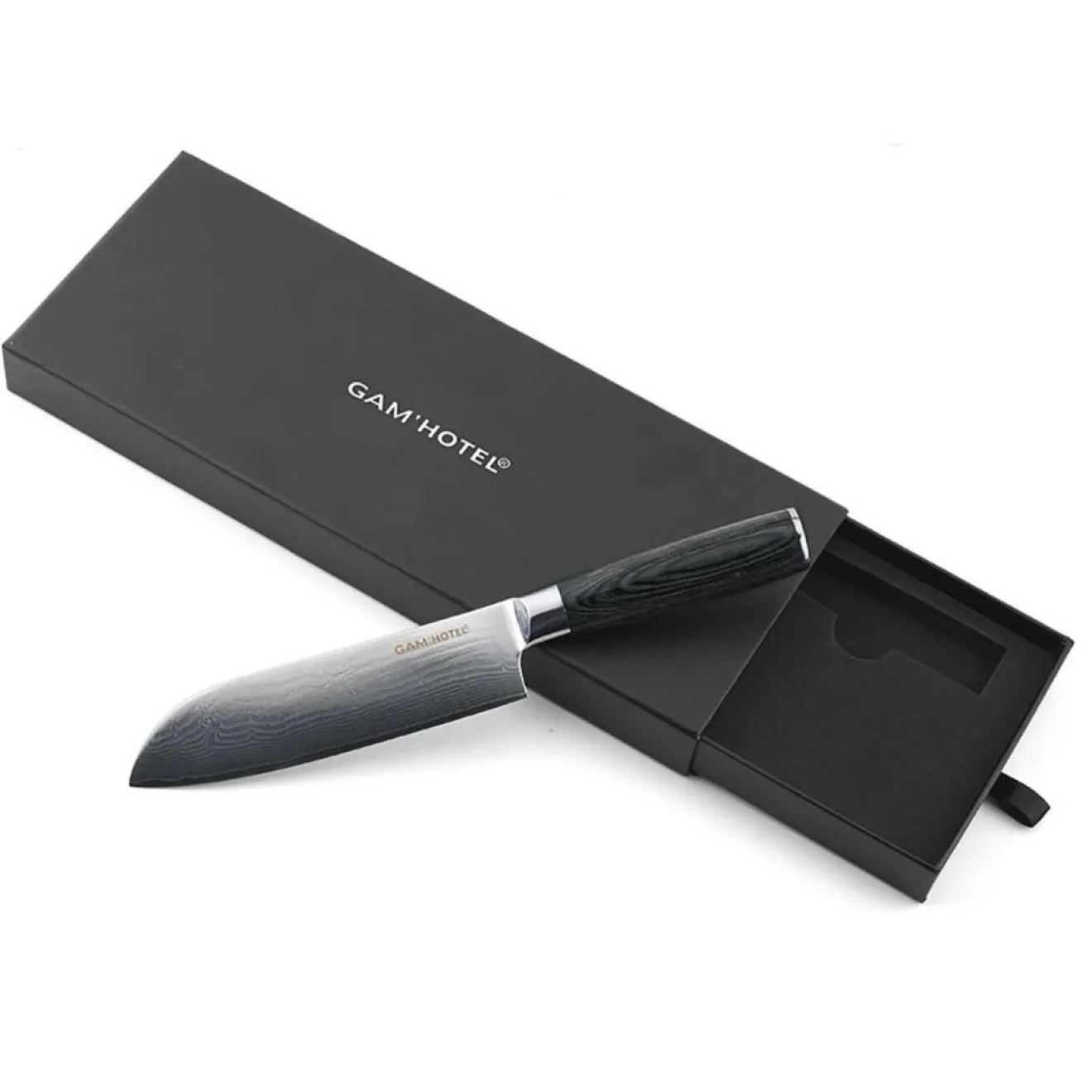 Gam'Hotel Couteau santoku Damarus noir - 29.5 cm