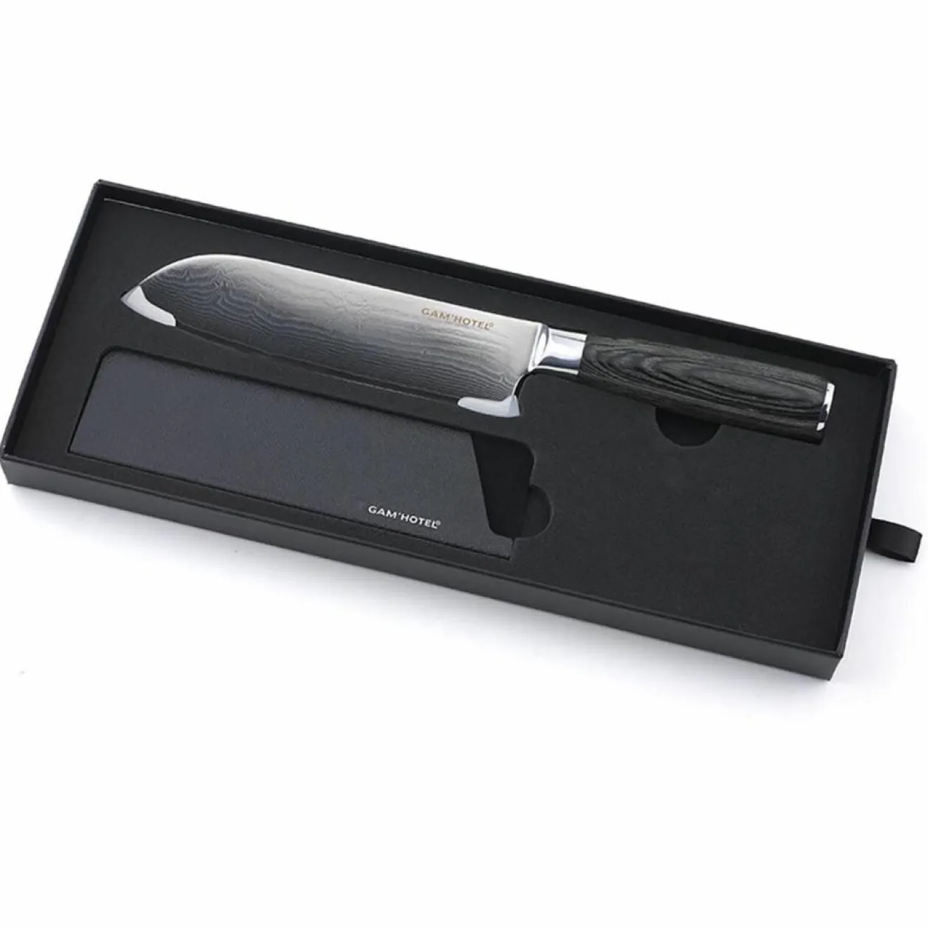 Gam'Hotel Couteau santoku Damarus noir - 29.5 cm