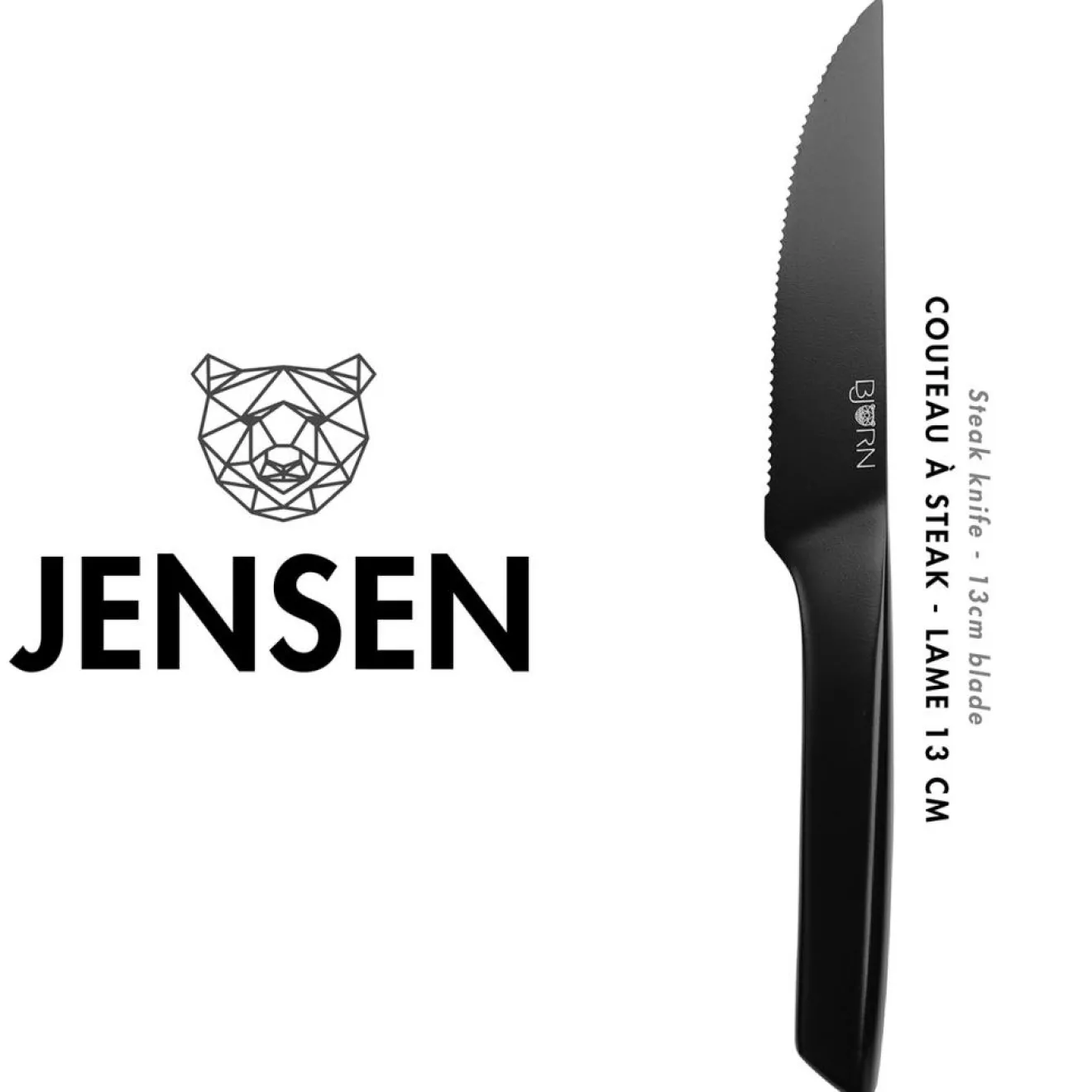 Outlet Bjorn Couteaux à steak Jensen noir mat - 6 pièces