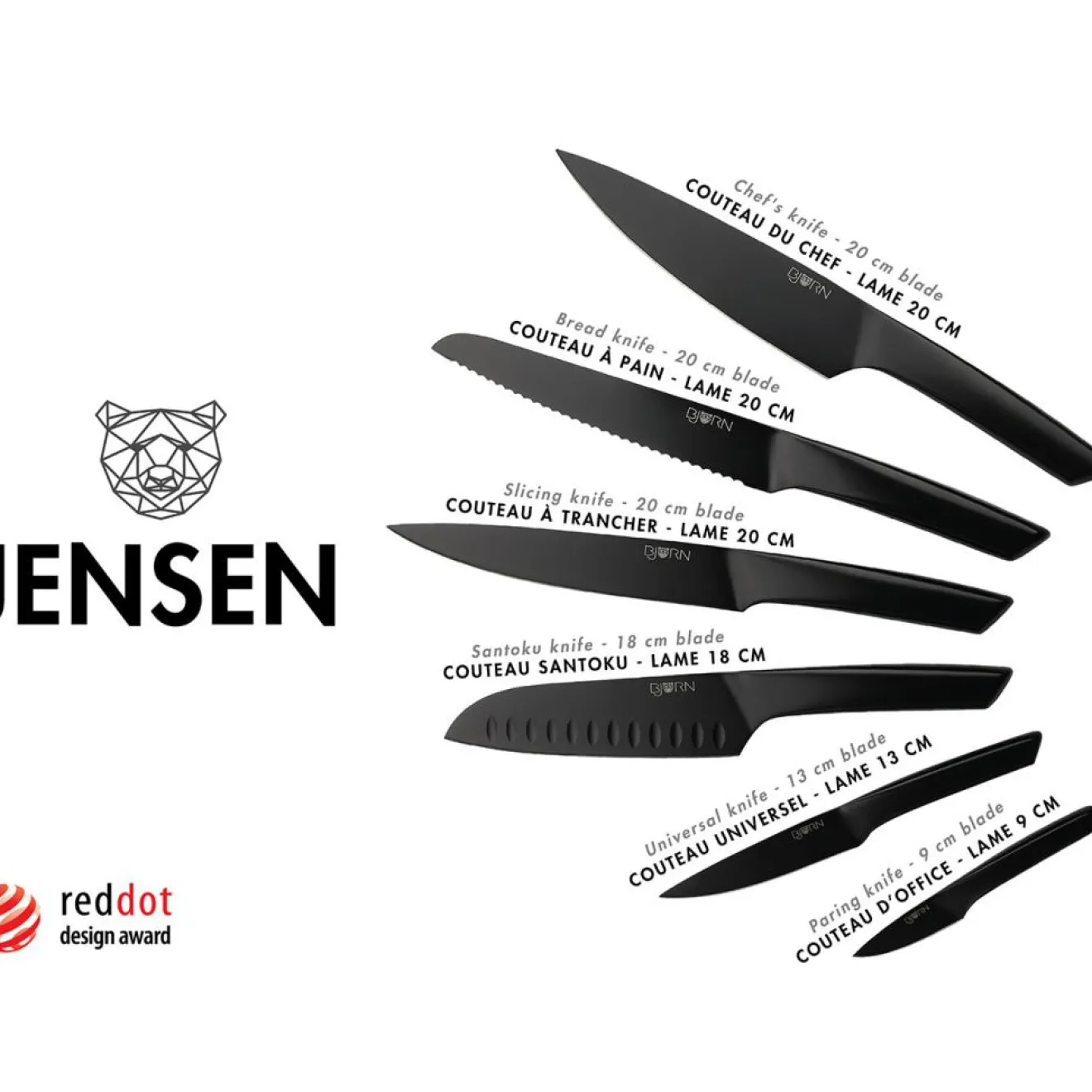 Bjorn Couteaux de cuisine Jensen - 6 pièces noir mat