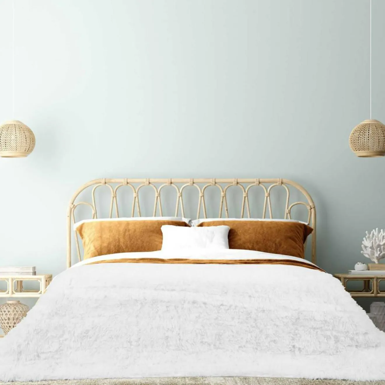 Discount Sensly Couverture pondérée fausse fourrure blanche - 153x0x203 cm