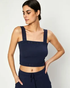 Femme Huit Crop top Jeanne bleu marine