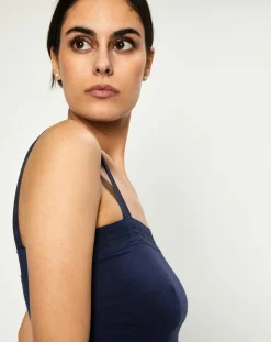 Femme Huit Crop top Jeanne bleu marine