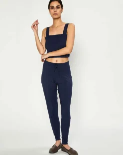 Femme Huit Crop top Jeanne bleu marine