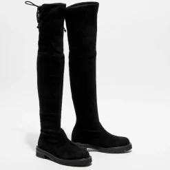 Best Stuart Weitzman Cuissardes en Velours de Cuir Lowland Lift noires