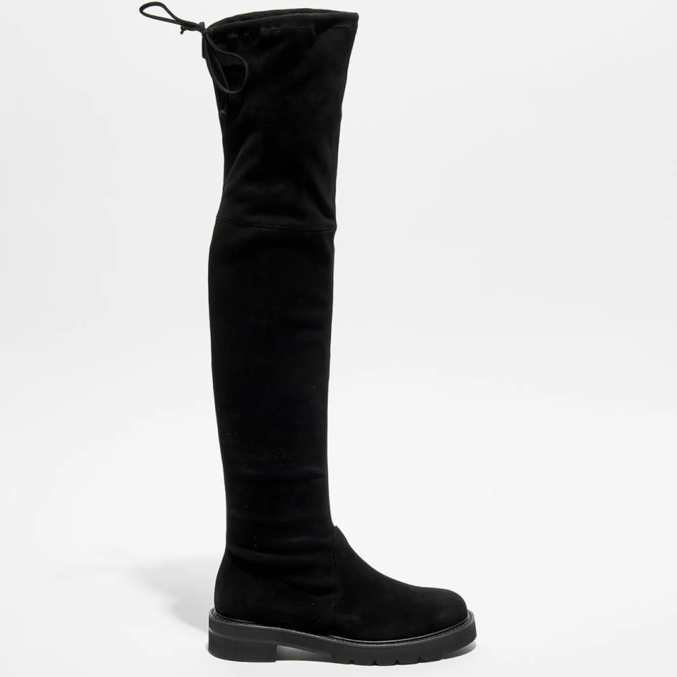 Best Stuart Weitzman Cuissardes en Velours de Cuir Lowland Lift noires