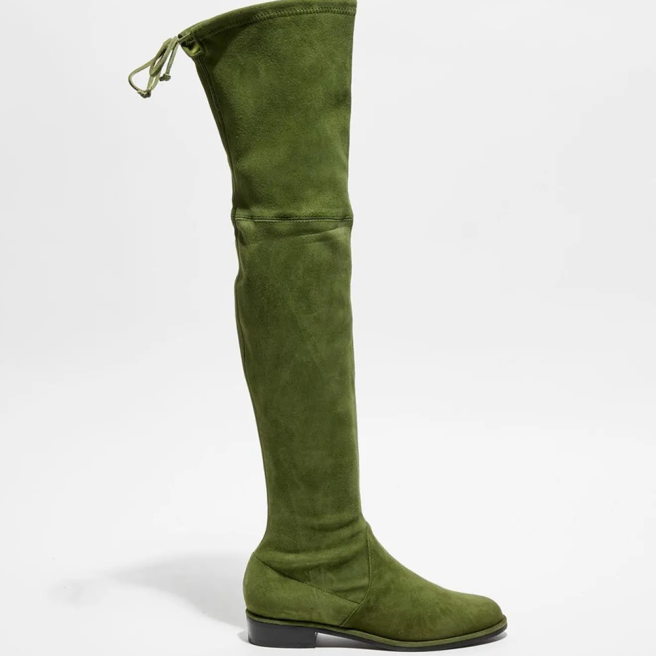 Femme Stuart Weitzman Cuissardes en Velours de Cuir Lowland vertes