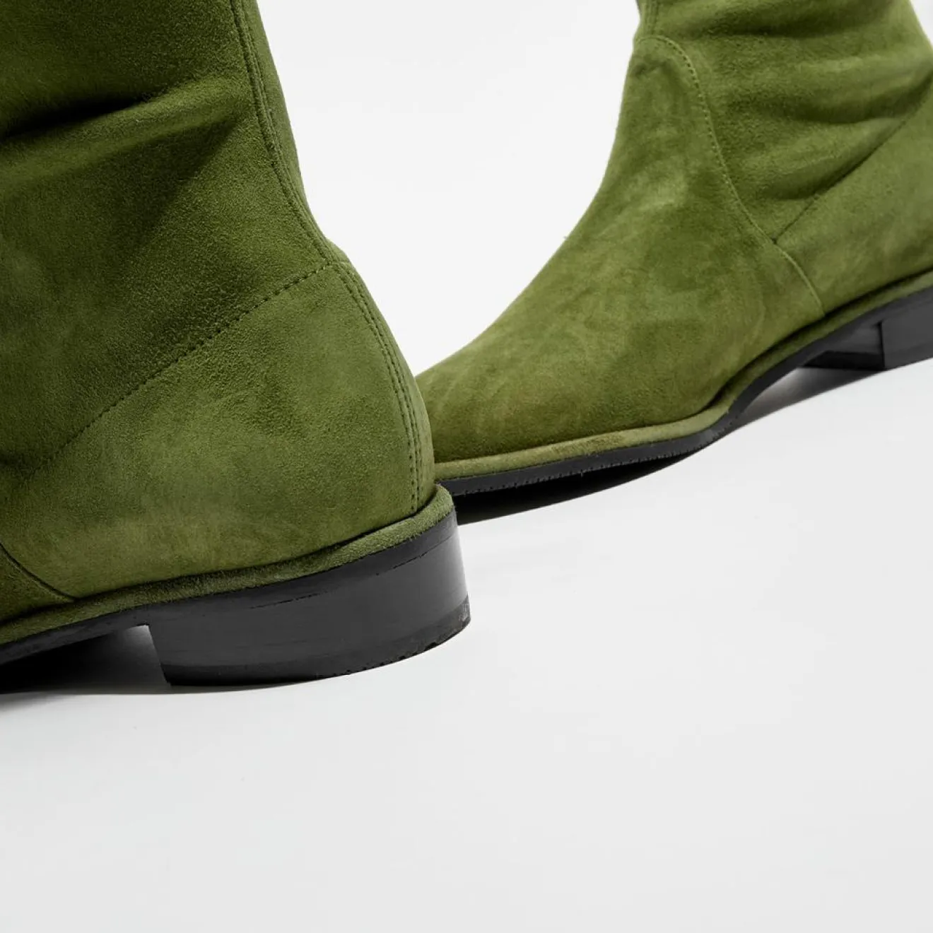 Femme Stuart Weitzman Cuissardes en Velours de Cuir Lowland vertes