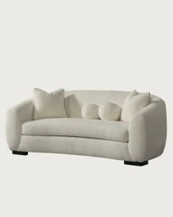 Online Uniqka Curve - Canapé arrondi 3 places en tissu bouclé cream