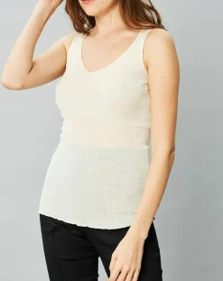 Clearance Mare Débardeur Célia en Laine & Soie ivoire