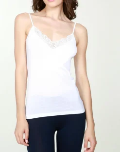 Femme Mare Débardeur en Coton fines bretelles blanc