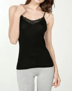 Femme Mare Débardeur en Coton fines bretelles noir