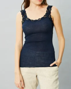 Mare Débardeur en Laine & Soie bleu