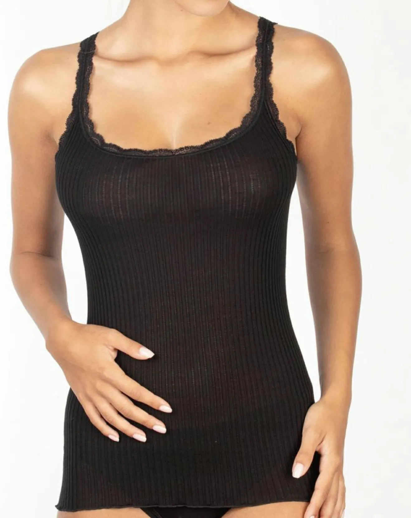 Femme Mare Débardeur fines bretelles en Laine mélangée noir