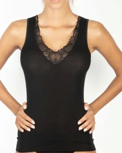 Outlet Mare Débardeur Laine et Soie noir