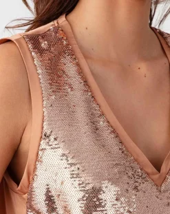 Femme Bleu Blanc Rouge Débardeur Lina beige/doré