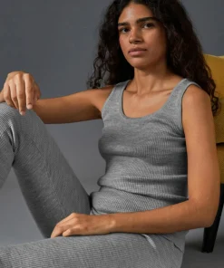 Outlet Rodier Debardeur Ségolène 100% laine Cotelé gris argent