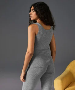 Outlet Rodier Debardeur Ségolène 100% laine Cotelé gris argent