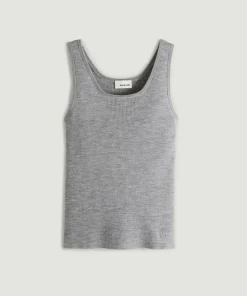 Outlet Rodier Debardeur Ségolène 100% laine Cotelé gris argent