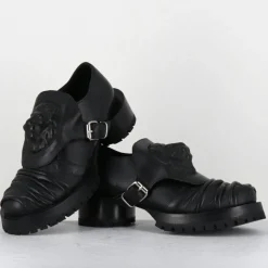 Femme SDM Derbies en Cuir lion noires - Talon : 9.5cm