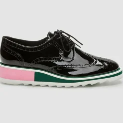 Online Cosmoparis Derbies en Cuir Vernis Vallea noires - Talon 5 cm