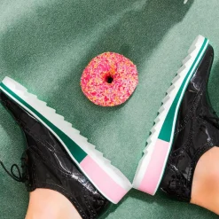 Online Cosmoparis Derbies en Cuir Vernis Vallea noires - Talon 5 cm