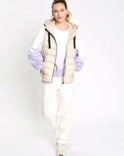 Femme Esprit Doudoune à capuche sans manches beige