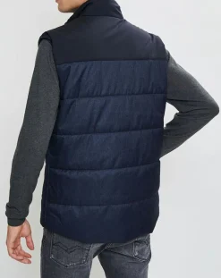 Homme Hackett London Doudoune bi-matière sans manches bleu marine