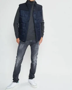 Homme Hackett London Doudoune bi-matière sans manches bleu marine