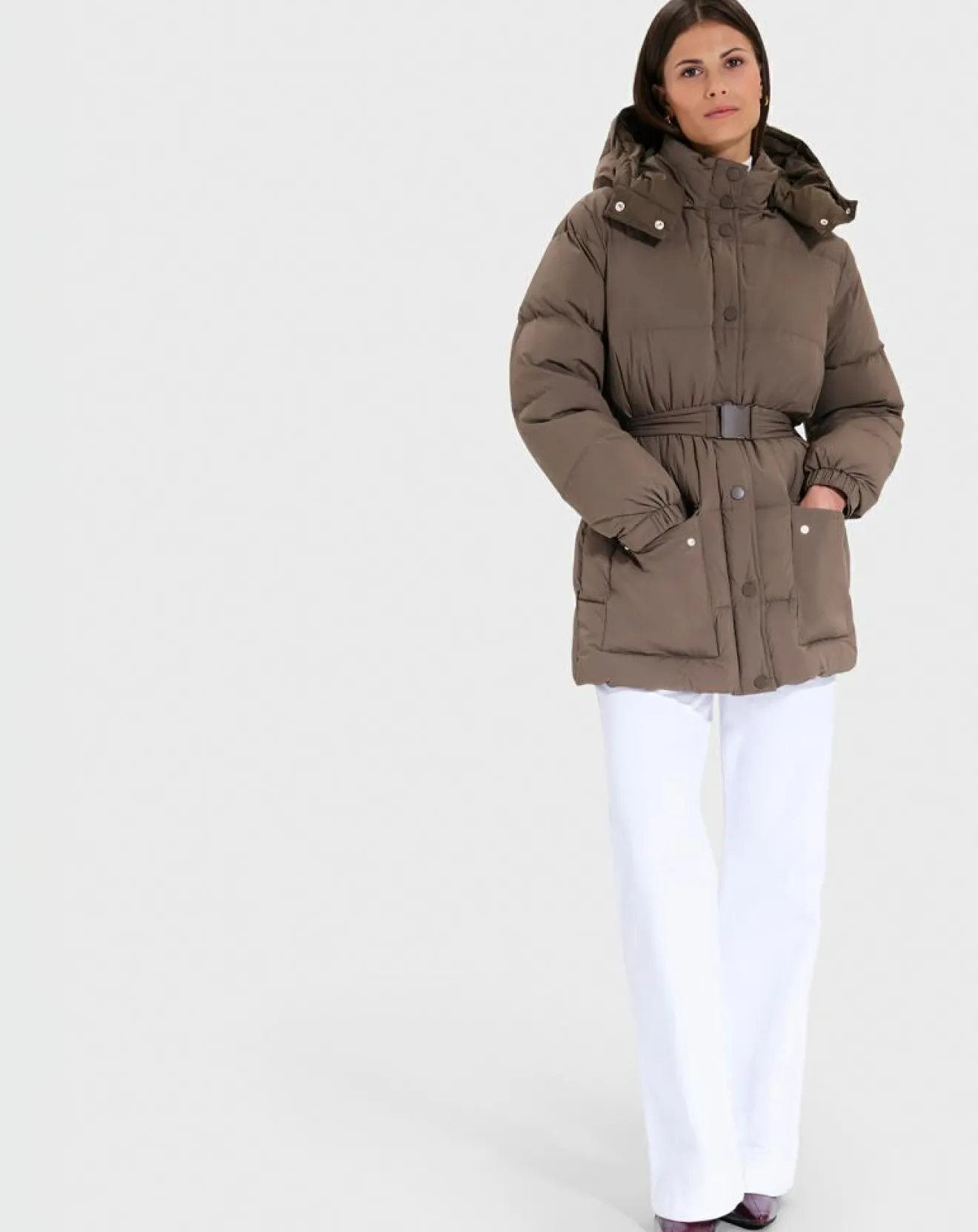 Femme Zapa Doudoune ceinturée Dilek kaki marron