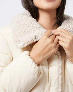 Femme Esprit Doudoune courte doublée intérieur fourré sherpa écrue