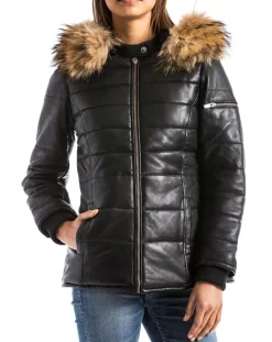 Clearance Blue Wellford Doudoune en Cuir Adige noire