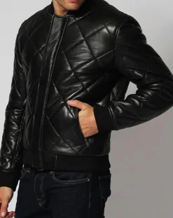 Homme Chyston Doudoune en Cuir Andes noire