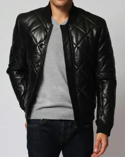 Homme Chyston Doudoune en Cuir Andes noire