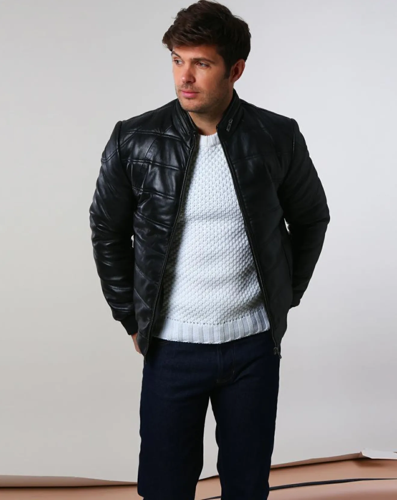 Outlet Chyston Doudoune en Cuir Brad noire