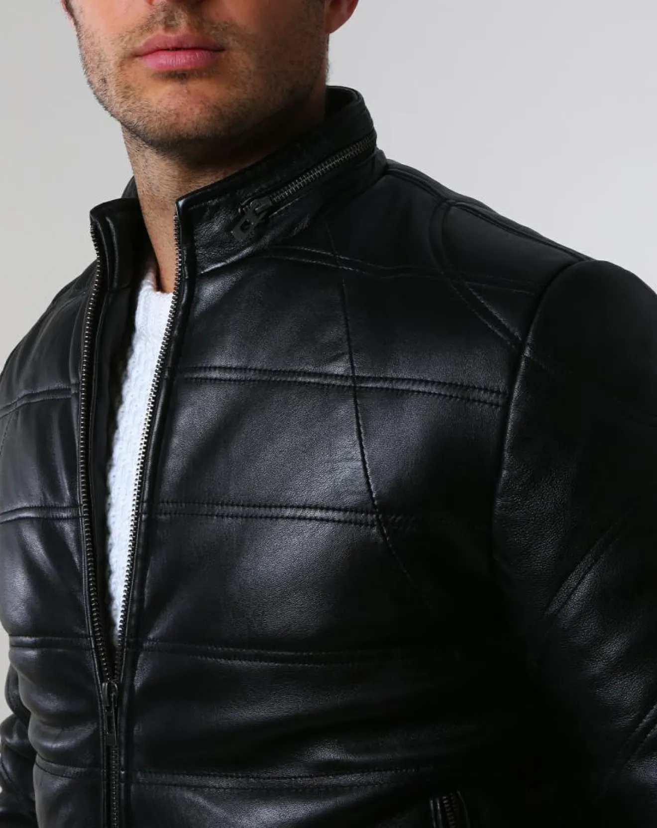 Outlet Chyston Doudoune en Cuir Brad noire