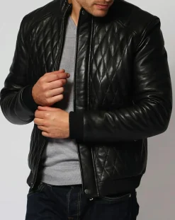 Homme Chyston Doudoune en Cuir Javier noire