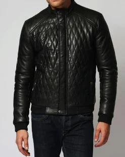 Homme Chyston Doudoune en Cuir Javier noire