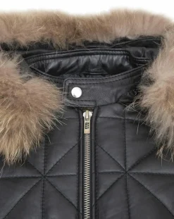 Femme Chyston Doudoune en Cuir Kinabalu noire