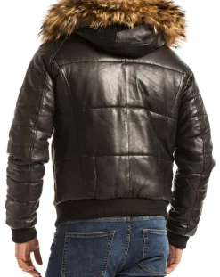 Homme Blue Wellford Doudoune en Cuir Wouri noire