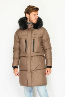 C&Jo Doudoune longue avec isolation thermique jusqu'à -20 °C marron