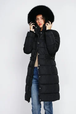 Femme Assuili Doudoune longue avec isolation thermique jusqu'à -20 °C noir