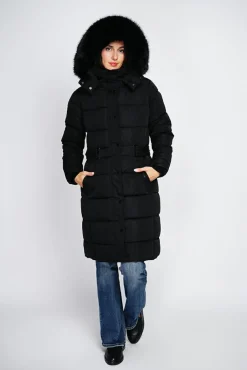 Femme Assuili Doudoune longue avec isolation thermique jusqu'à -20 °C noir